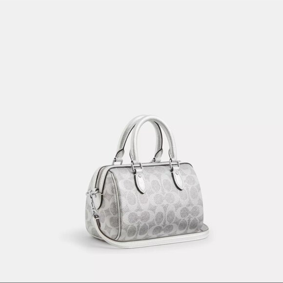 Coach Boxed Mini Rowan Crossbody Bag & Mirror Bag Charm Set In Signature Canvas - Picture 2 of 6